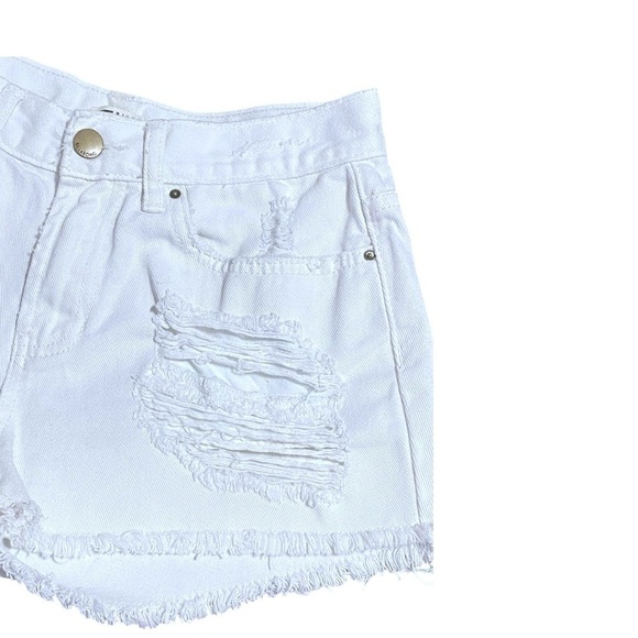 BILLABONG Cut Off High Waisted White Shorts Destroyed Fray Hem Size 25 Boho - Picture 7 of 8